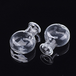 Clear Handmade Blown Glass Globe Cover, For Bottle Pendant Making, Clear, 26x19x10mm, Half Hole: 5mm, Bottle Capacity: 2ml(0.06 fl. oz)