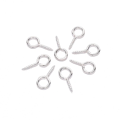 Silver Iron Screw Eye Pin Peg Bails, For Half Drilled Beads, Silver, 8x4mm, 200pcs/bag