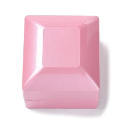 Pearl Pink Rectangle Plastic Ring Storage Boxes, Jewelry Ring Gift Case with Velvet Inside and LED Light, Pearl Pink, 5.9x6.4x5cm