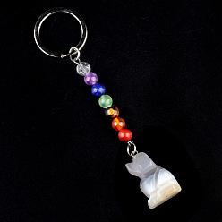 Натуральный Агат Агатовый брелок, с кварцевым резонатором, аметист, ляпис, авантюрин, красный агат, красная яшма, собака, 11 см