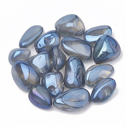 Cornflower Blue Vacuum Plating Natural Quartz Crystal Beads, Tumbled Stone, No Hole/Undrilled, Nuggets, Cornflower Blue, 15~35x9~25x6~25mm, about 130pcs/1000g.
