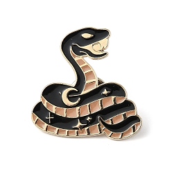 Golden Enamel Pin, Alloy Brooch for Backpack Clothes, Cadmium Free & Lead Free, Snake, Golden, 30x30x1.5mm