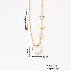 Белый Стильные 304 ожерелья с подвеской в форме сердца из нержавеющей стали и пластика, с шариковой цепочкой для женщин и девочек, белые, 15.75 дюйм (40 см)