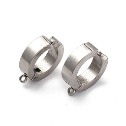 Stainless Steel Color 304 Stainless Steel Ear Cuff Findings, with Vertical Loop, None Pattern, Stainless Steel Color, 16x13x2mm, Hole: 1.4mm