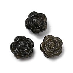 Золотой Обсидиан Резные бусины из натурального золотистого обсидиана, цветок, 15.5~16x15.5~16x10.5~11 мм, отверстие : 1~1.5 мм