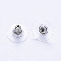 Stainless Steel Color 304 Stainless Steel Bullet Clutch Earring Backs, with Silicone Pads, Earring Nuts, Stainless Steel Color, 11.5x11.5x7mm, Hole: 1.2mm