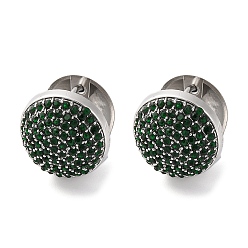 Изумруд Вакуумное покрытие pvd 304 серьги-кольца из нержавеющей стали со стразами для женщин, круглые, цвет нержавеющей стали, изумруд, 16x15x16 мм