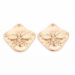 Real 18K Gold Plated Brass Pendants, Nickel Free, Bee, Real 18K Gold Plated, 19.5x20x3mm, Hole: 1.8mm