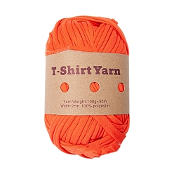 Orange Red Polyester Cloth Yarn, For Hand Knitting Thick Thread, Crochet Cloth Yarn, Orange Red, 20mm, about 32.81 Yards(30m)/Skein