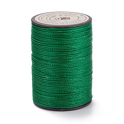 Green Round Waxed Polyester Thread String, Micro Macrame Cord, Twisted Cord, for Leather Sewing Stitching, Green, 0.8mm, about 54.68 Yards(50m)/Roll