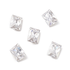 Clear K9 Glass Rhinestone Cabochons, Pointed Back & Back Plated, Rectangle, Clear, 8x6x3.5mm