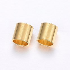 Golden 304 Stainless Steel Tube Beads, Golden, 8x8mm, Hole: 7mm