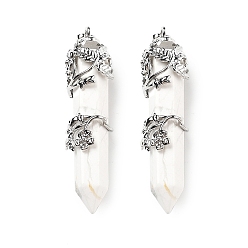 Говлит Натуральный хаулит с большими заостренными подвесками, латунная фурнитура с платиновым покрытием, неокрашенными, пули, 55~60x16 мм, отверстие : 5x8.5 мм