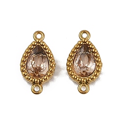 Персиковый Слойка Ионное покрытие (ip) 304 подвески-подвески из нержавеющей стали с кубическим цирконием в форме капли, реальный 18 k позолоченный, розовые, 12.5x6.5x2.5 мм, отверстие : 0.8 мм