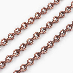 Red Copper Brass Cable Chains, Soldered, with Spool, Oval, Cadmium Free & Nickel Free & Lead Free, Red Copper, 2.5x2x0.45mm, about 301.83 Feet(92m)/roll.