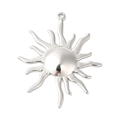 Stainless Steel Color 304 Stainless Steel Pendants, Sun Charms, Stainless Steel Color, 45x37x3.5mm, Hole: 2mm