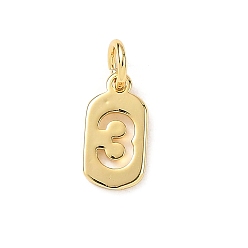 Настоящее золото 18K Латунные подвески, числовые прелести, с целью перехода в кольце, стойки покрытие, долговечный, без свинца и без кадмия, реальный 18 k позолоченный, 12x6x1 мм, отверстие : 3.5 мм