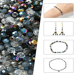 Серый Стеклянные бусины смешанных стилей, граненые, круглые, серые, 4x4 мм, отверстие: 0.70 мм, о 500 шт / комплект