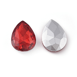 Red Glass Pointed Back Rhinestone, Back Plated, Faceted, Teardrop, Red, 18x13x6mm