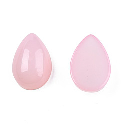 Pink Opaque Resin Cabochons, Imitation Jade, Teardrop, Pink, 12x8x4.5mm