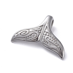 Нержавеющая Сталь Цвет Устойчивые к потускнению 304 подвески из нержавеющей стали, форма хвоста, цвет нержавеющей стали, 17x25.5x2 мм, отверстие : 7x3 мм