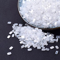 (HTL2548) Хрустальный Шелково-атласный Блеск Миюки половина бусины тила, японский бисер, 2 отверстие, (htl 2548) кристально шелковый атласный глянец, 5x2.3x1.9 мм, отверстие : 0.8 мм, Около 250 шт / 10 г