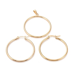 Golden 304 Stainless Steel Jewelry Sets, Hoop Earrings and Pendants, Ring, Golden, Hoop Earrings: 36x34x2mm, Pin: 0.6x1mm, Pendant: 38x34x2mm, Hole: 6x3mm