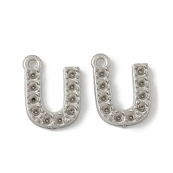 Letter U 304 Настройки горный хрусталь из нержавеющей стали кулон, цвет нержавеющей стали, Буква U, пригодный для стразов 1 мм, 8x6x1 мм, отверстие : 0.7 мм