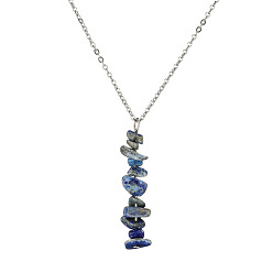 lapis lazuli Tiger Eye Purple Crystal Pendant Necklace with Zircon Tassel, Fashionable and Versatile Collarbone Chain