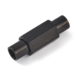 Черный Ионное покрытие (ip) гладкая 304 магнитные застежки из нержавеющей стали с приклеенными концами, колонка, граненые, чёрные, 16.5x6x5.5 мм, отверстие : 3 мм