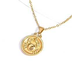 Рак Ожерелья из нержавеющей стали с подвеской в виде созвездия для женщин и мужчин, золотые, рак, 8.27~19.69 дюйм (21~50 см)