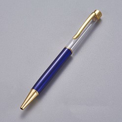 Dark Blue Creative Empty Tube Ballpoint Pens, with Black Ink Pen Refill Inside, for DIY Glitter Epoxy Resin Crystal Ballpoint Pen Herbarium Pen Making, Golden, Dark Blue, 140x10mm