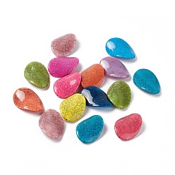 Mixed Color Crackle Opaque Acrylic Beads, Imitation Turquoise, Twist Oval, Mixed Color, 35~35.5x24~24.5x6mm, Hole: 1.6mm, about 139pcs/500g.
