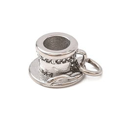 Stainless Steel Color 304 Stainless Steel Rhinestone Pendants, Teacup Charms, Stainless Steel Color, 12x11.5x7mm, Hole: 4mm