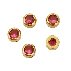 Indian Red Cubic Zirconia Beads, with Stainless Steel Finding, Flat Round, Indian Red, 6mm, Hole: 1.4mm