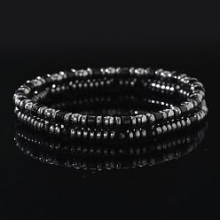 Гематит Браслеты из синтетических немагнитных гематитовых бусин для мужчин, с натуральными драгоценными камнями и стеклом
