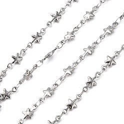 Stainless Steel Color 304 Stainless Steel Link Chains, Soldered, Decorative Star Chain, Stainless Steel Color, 5mm