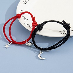 BR23Y0029-2 Starry Magnetic Couple Bracelets with Moon Charm - Set of 2 Lunar Attraction Hand Chains