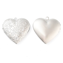 Нержавеющая Сталь Цвет Подвески латуни медальон, фоторамки кулоны для ожерелий, без кадмия и без свинца, сердце с цветочным шармом, цвет нержавеющей стали, 29x28.5x7 мм, отверстие : 2 мм, внутренний диаметр: 20x21 мм