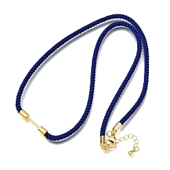 Темно-Синий 3мм круглые нейлоновые миланские шнуры для изготовления ожерелий, с латунными выводами и 303 застежками из лобстера из нержавеющей стали, золотые, долговечный, стойки покрытие, темно-синий, 19.53 дюйм (49.6 см)