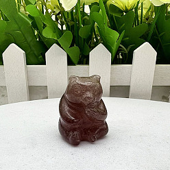 Лабрадорита Скульптурные украшения из натурального лабрадорита, для украшения стола домашнего офиса, медведь, 30~40 мм