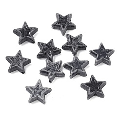 Negro Cuentas de porcelana vintage hechas a mano, fantasía antigua porcelana esmaltada, estrella, negro, 11x12x4.5 mm, agujero: 1.5 mm