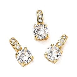 Прозрачный Круглые микро латунных проложит кубических прелести диоксида циркония, стойки покрытие, долговечный, без кадмия и без свинца, золотые, прозрачные, 12.5x6x5 мм, отверстие : 4x2.5 мм