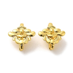 Золотой Покрытие стойки латунная застежка-крючок в виде цветка, для изготовления браслетов, долговечный, без свинца и без кадмия, золотые, 10.5x10x6 мм, отверстие : 1.6 мм, штифты : 1.3x1.3 мм