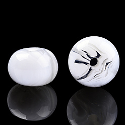 Creamy White Resin Beads, Imitation Gemstone, Flat Round, Creamy White, 16x11mm, Hole: 2.1~2.3mm