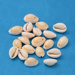 Seashell Color Natural Cowrie Shell Pendants, Oval Shell Charms, Seashell Color, 20~23x14~20x9~13mm, Hole: 1~2mm, about 400pcs/1000g(Just for Reference)