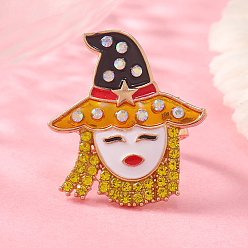 Темно-Золотистый Уникальные манжеты-кольца из ведьмовского сплава со стразами, эмалевые кольца для женщин, темные золотарник, внутренний диаметр: 17 мм