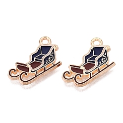 Sleigh Зимние сплавные эмалированные подвески, золотой свет, украшения для саней, 12x19x1 мм, отверстие : 1.6 мм