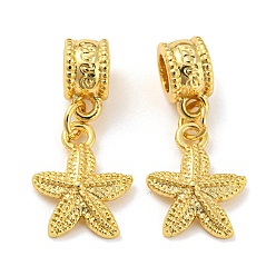 Golden Tibetan Style Alloy European Dangle Charms, Large Hole Pendants, Starfish/Sea Stars, Golden, 27mm, Pendant: 15x12.5x2mm, Hole: 4.5mm