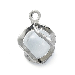Stainless Steel Color 304 Stainless Steel Cat Eye Pendants, Stainless Steel Color, 11x8x8mm, Hole: 1.2mm
